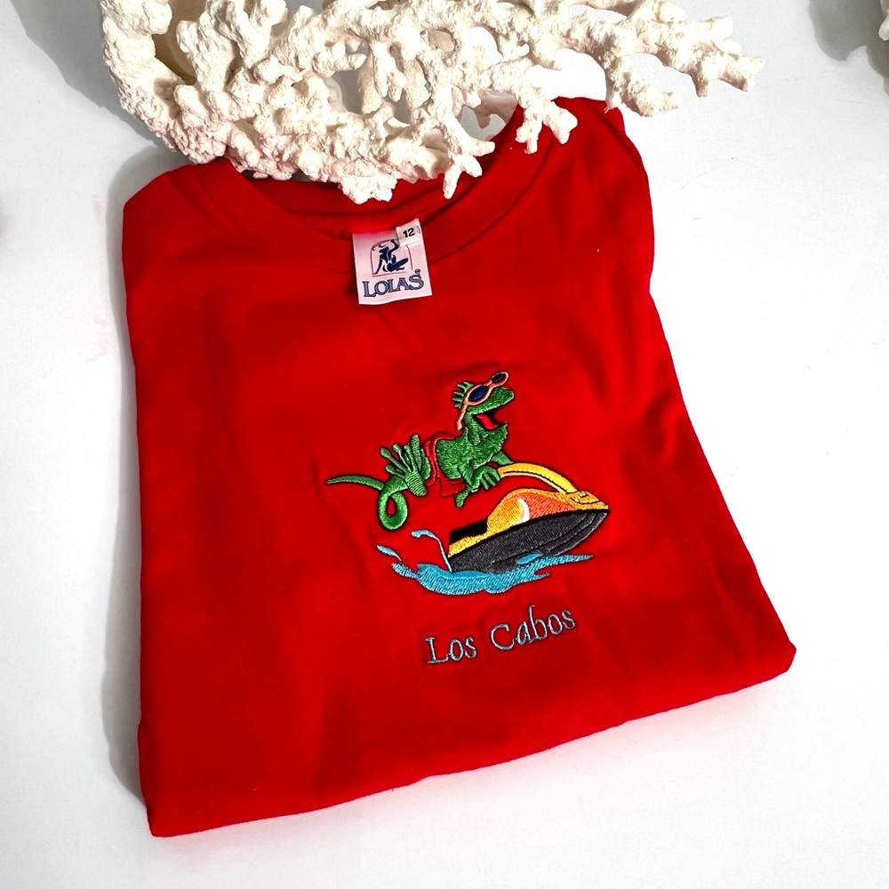 Cabo San Lucas “Los Cabo’s” Embroidered Lizard Kids T-Shirt Size 12